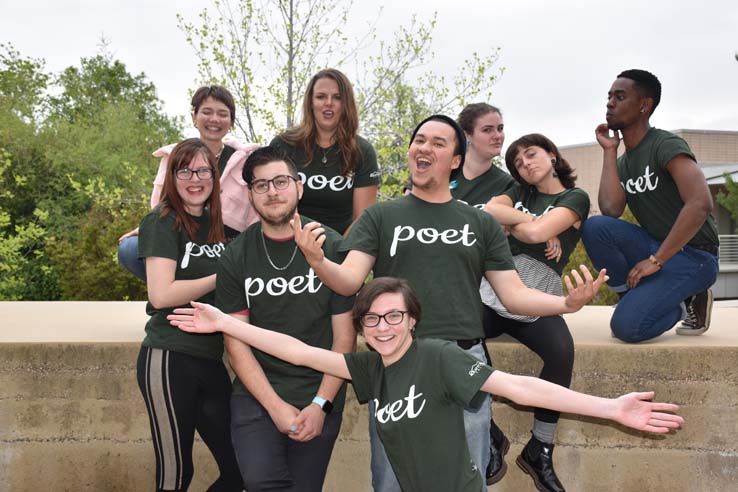 People enjoying Poetry Slam prep