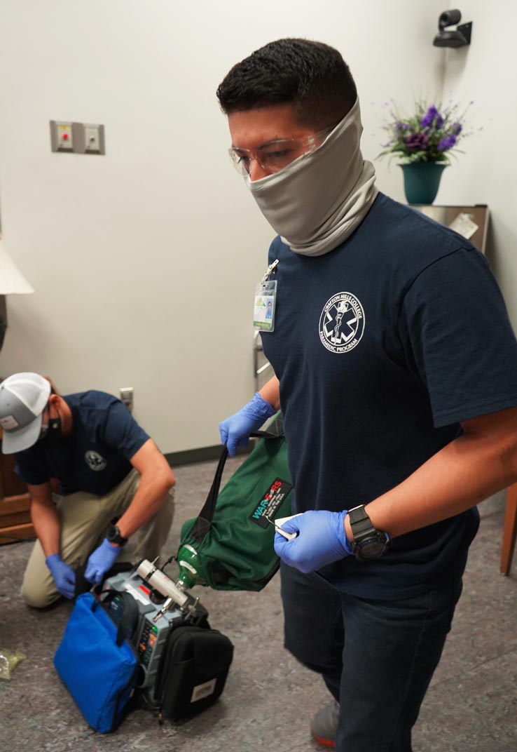Paramedic students at education expo