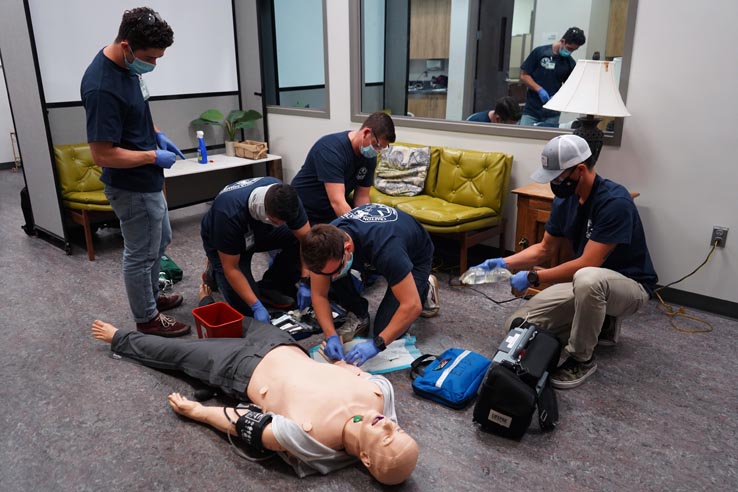 Paramedic students at education expo