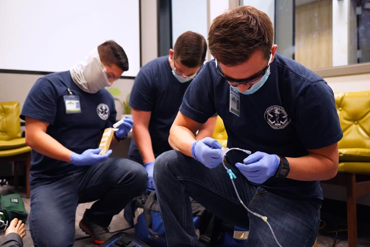 Paramedic students at education expo
