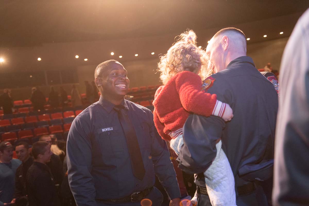 People enjoying the Fire Academy graduation