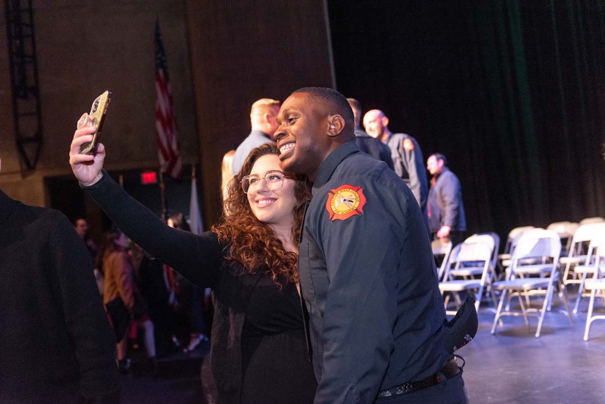 People enjoying the Fire Academy graduation