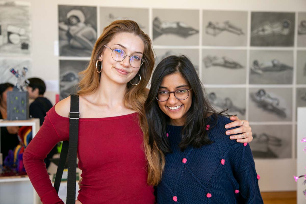 People enjoying the Student Art Show