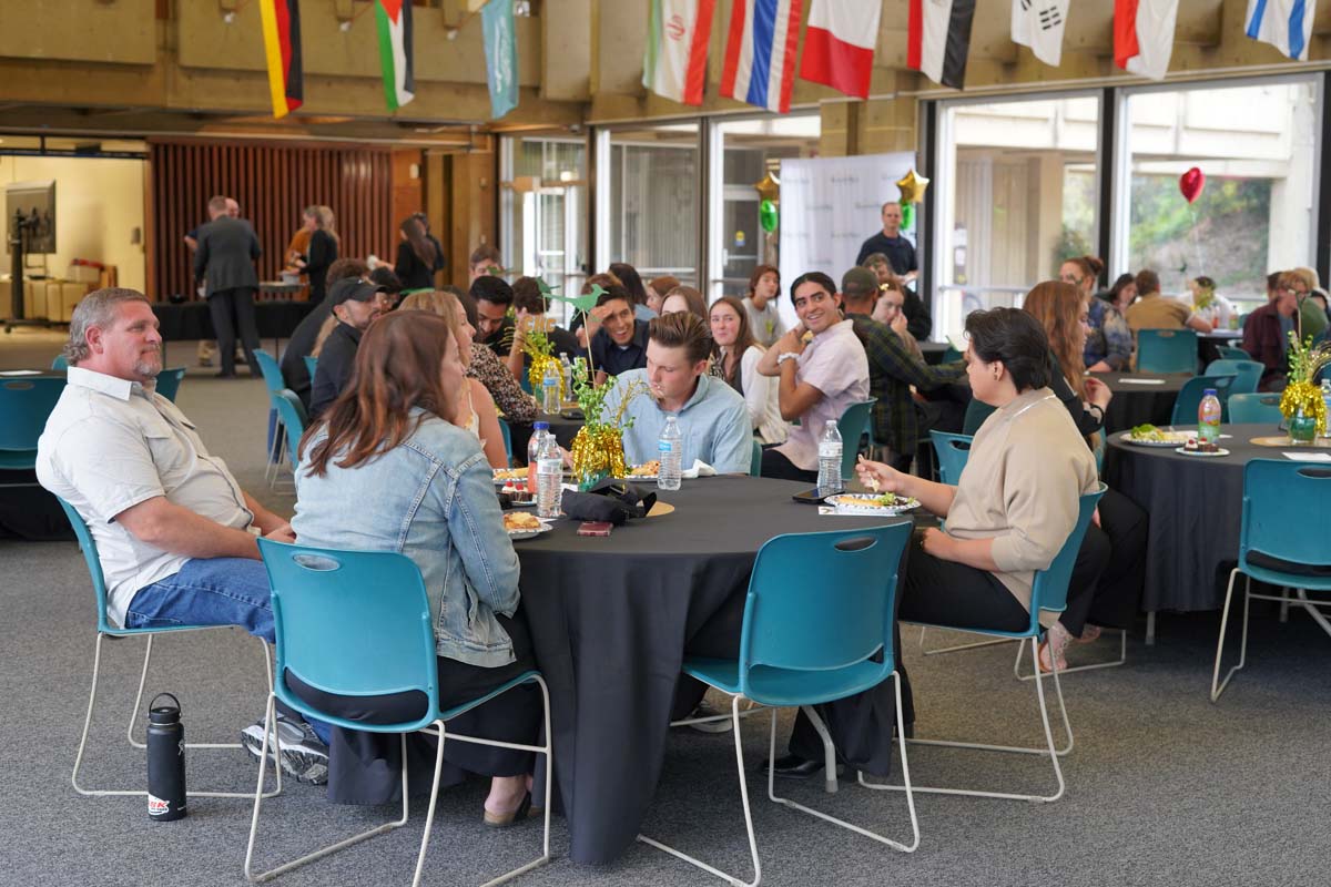 People enjoying the Athletics Banquet