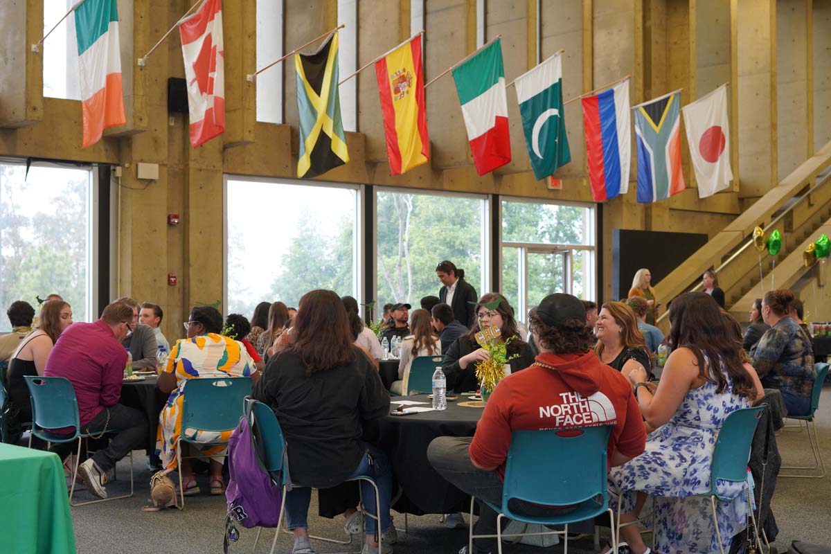 People enjoying the Athletics Banquet