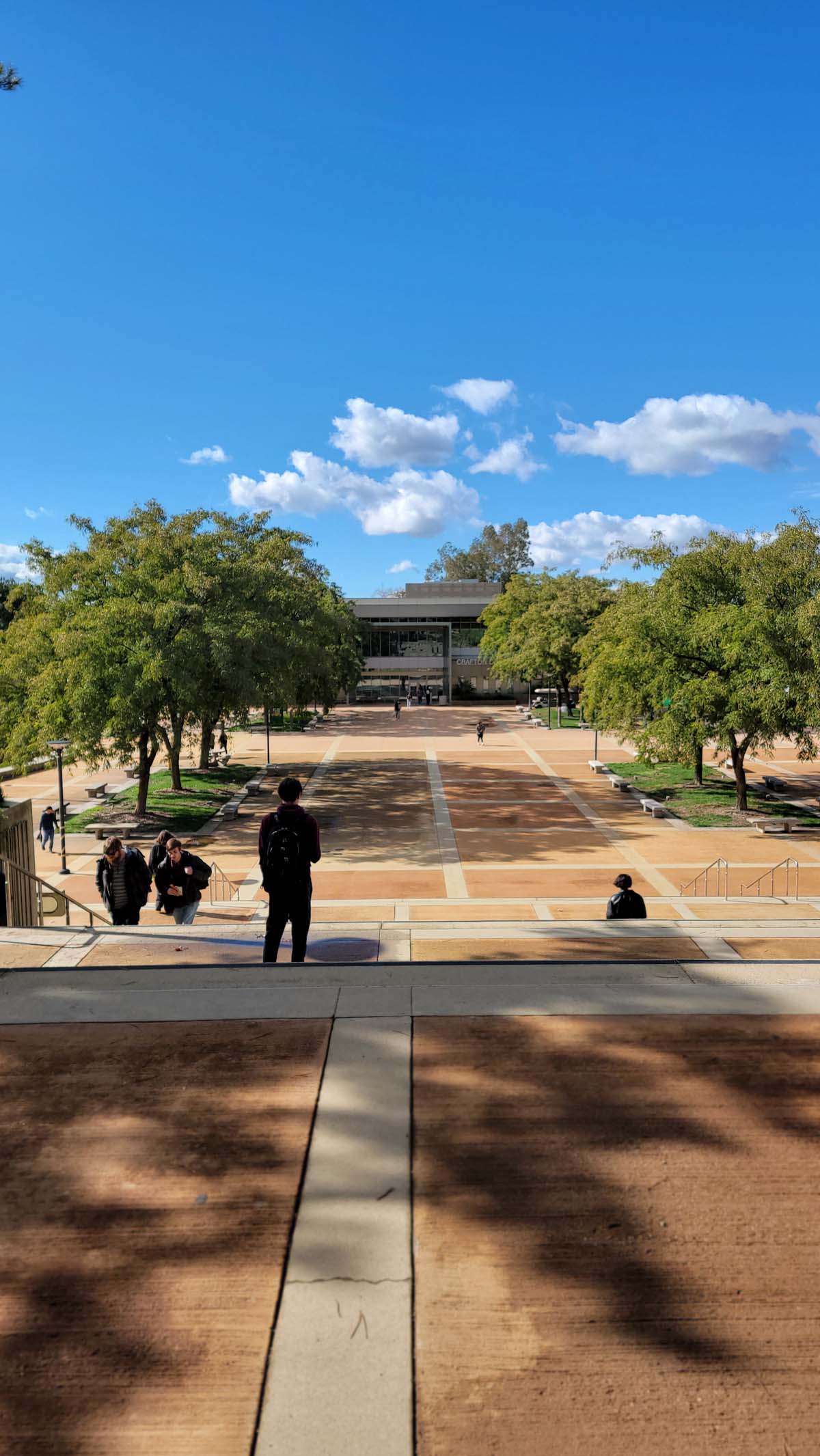 Students on the first day of Spring Semester