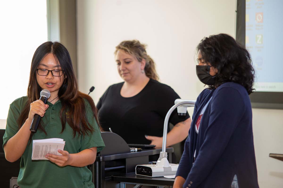 Students at research conference