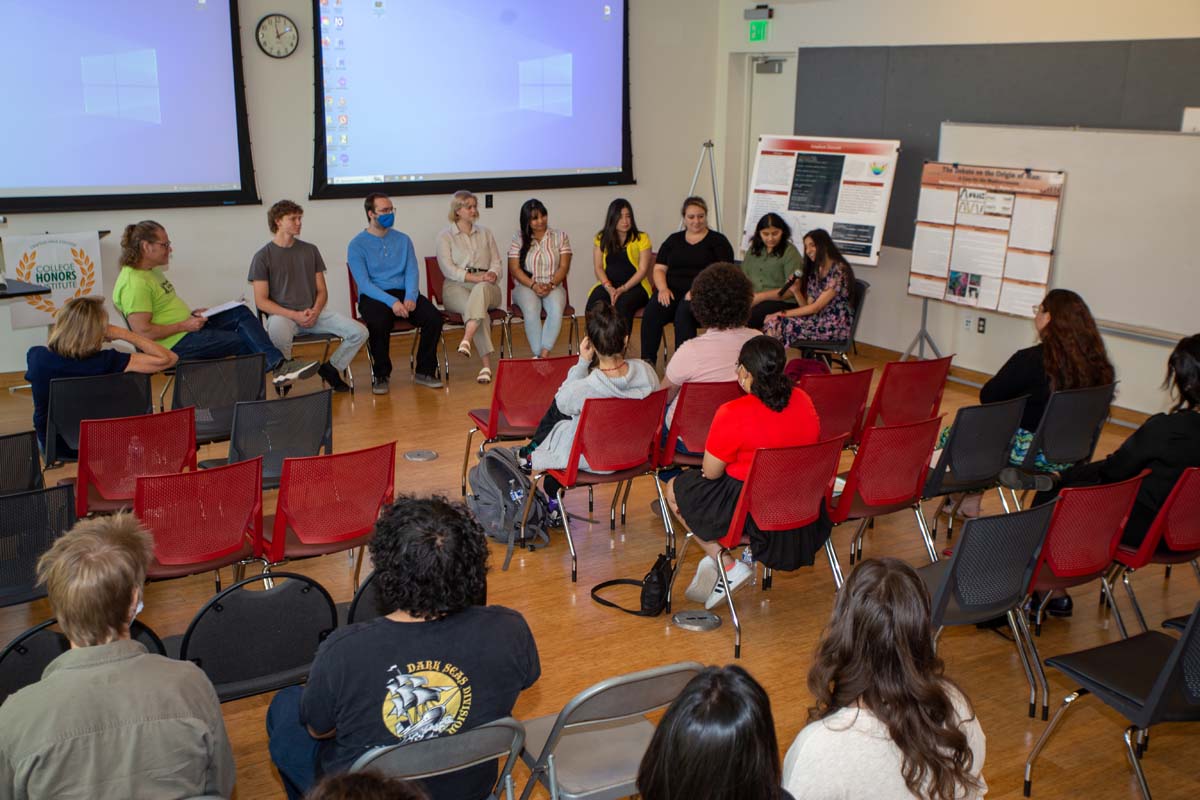 Students at research conference