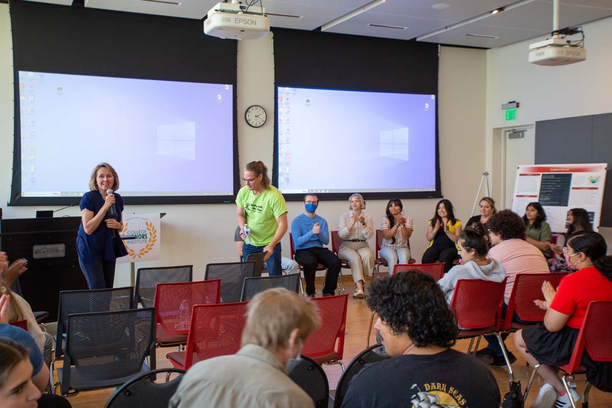 Students at research conference