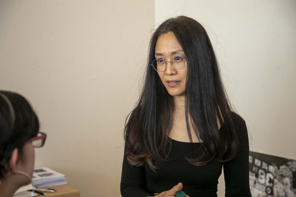 People attending the Art Exhibit