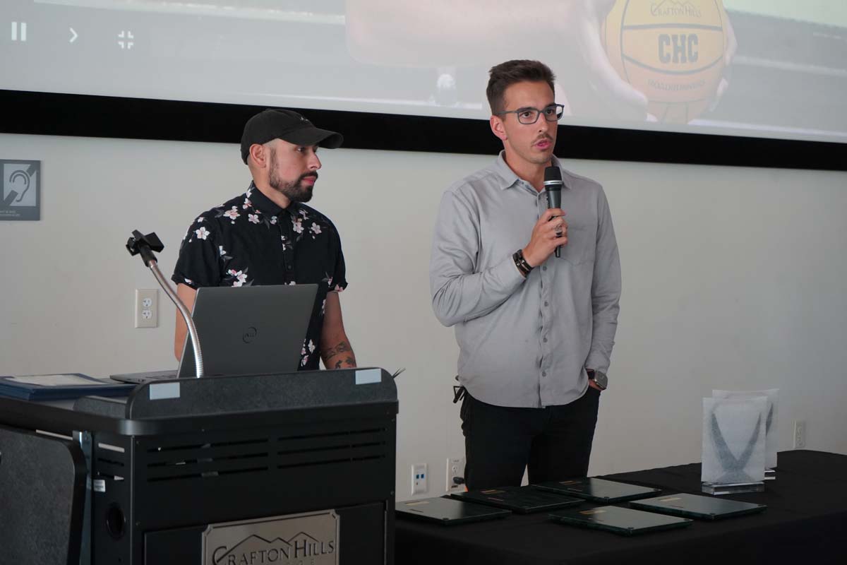 People enjoying the Athletics Banquet