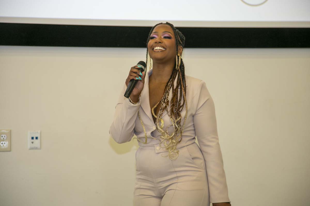 People enjoying the Black History Month closing ceremony