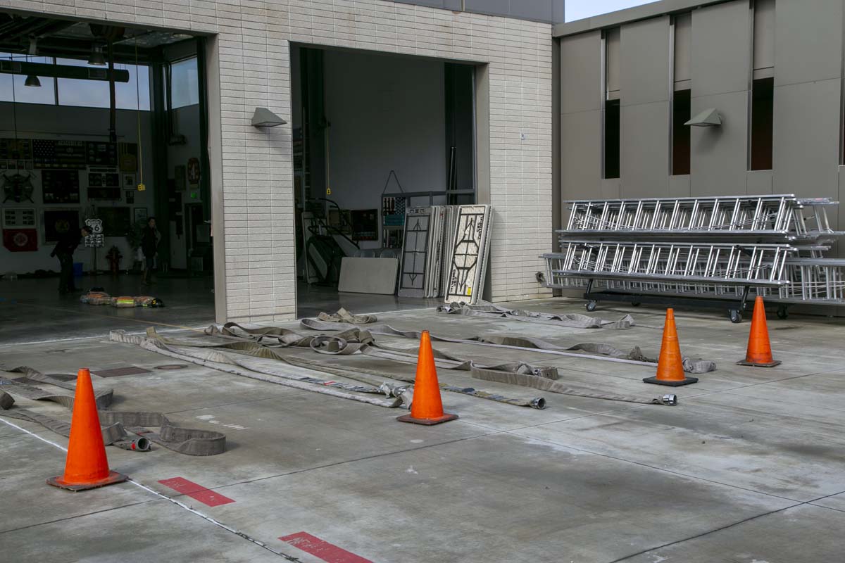Girls attend the Empowerment Camp at Fire Academy.