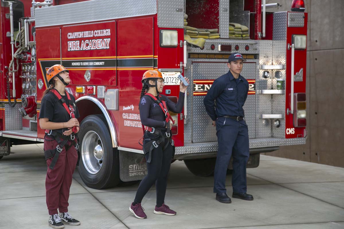 Girls attend the Empowerment Camp at Fire Academy.