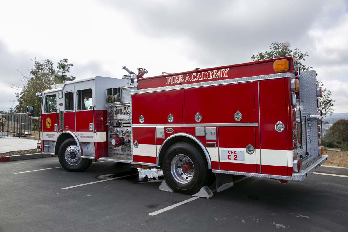 Girls attend the Empowerment Camp at Fire Academy.