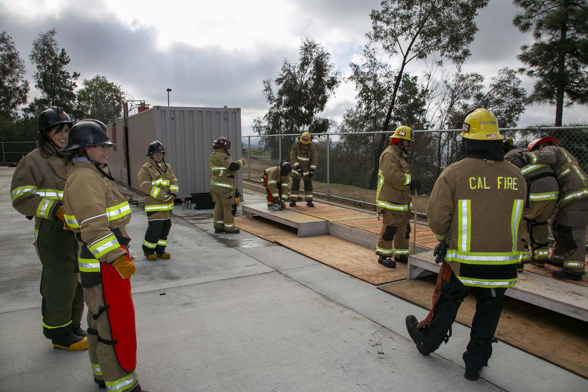 Girls attend the Empowerment Camp at Fire Academy.