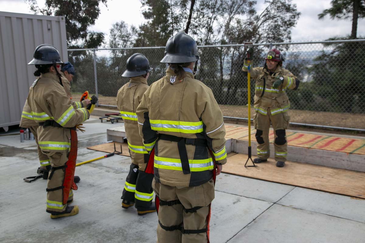 Girls attend the Empowerment Camp at Fire Academy.