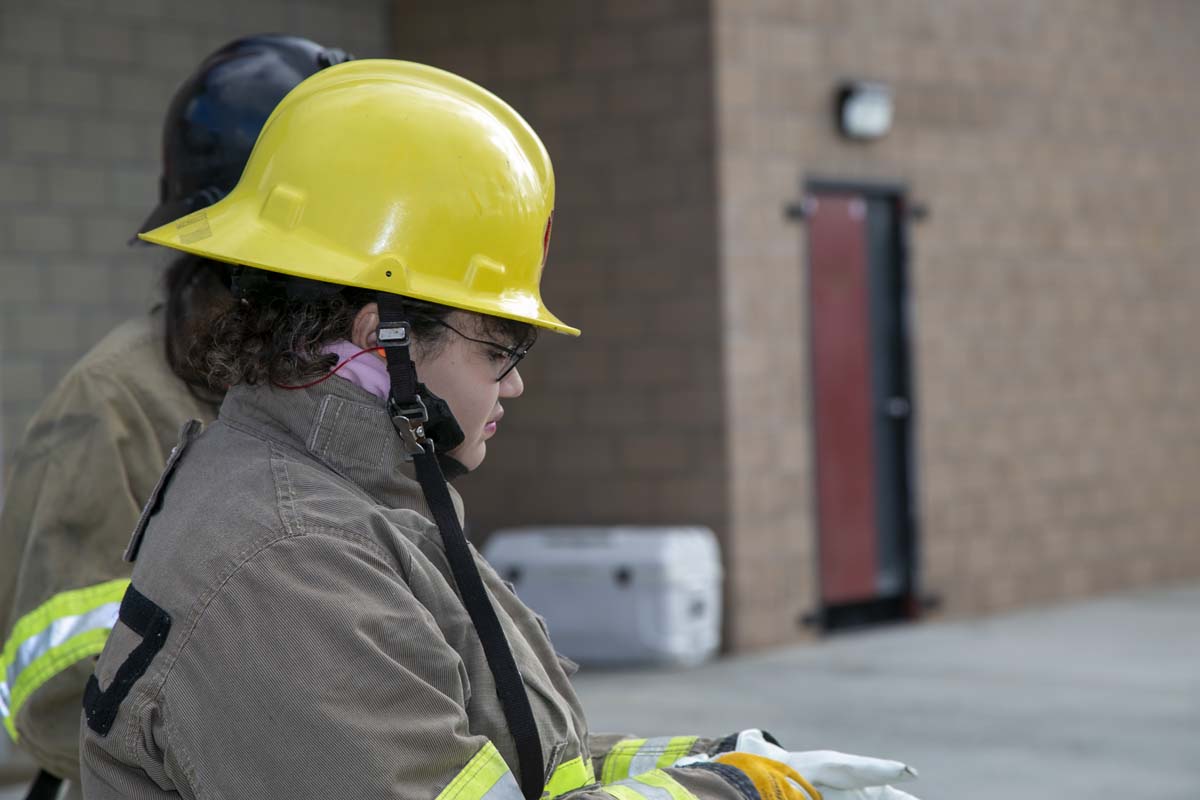 Girls attend the Empowerment Camp at Fire Academy.