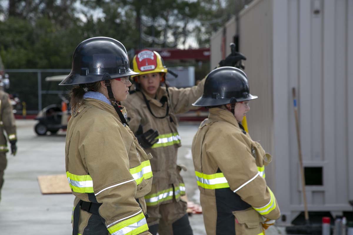Girls attend the Empowerment Camp at Fire Academy.