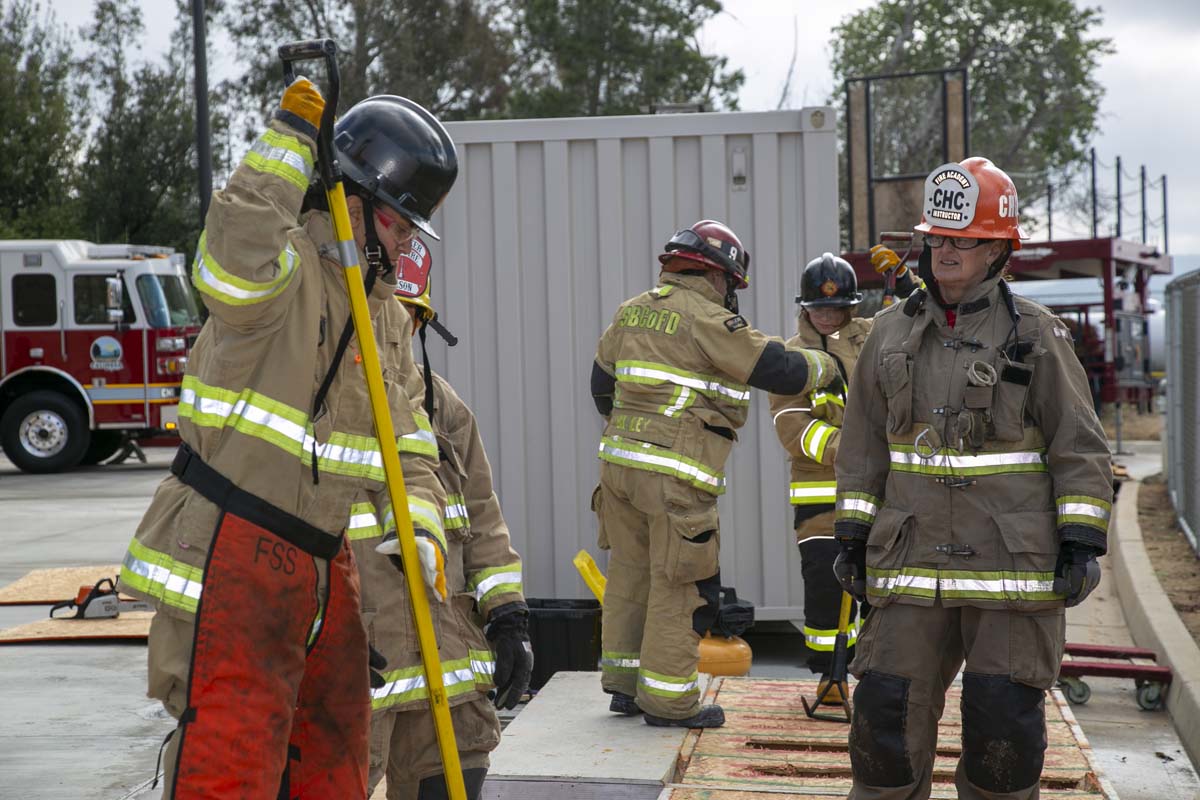 Girls attend the Empowerment Camp at Fire Academy.