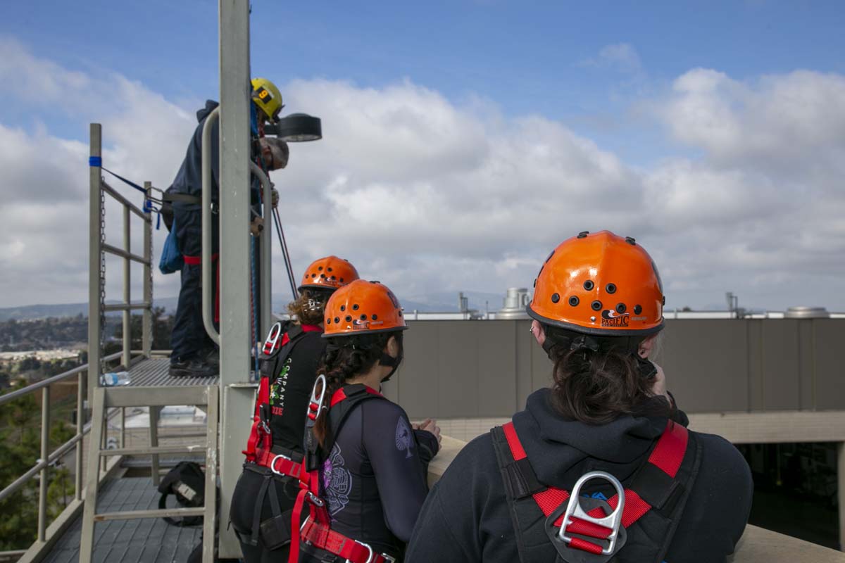 Girls attend the Empowerment Camp at Fire Academy.