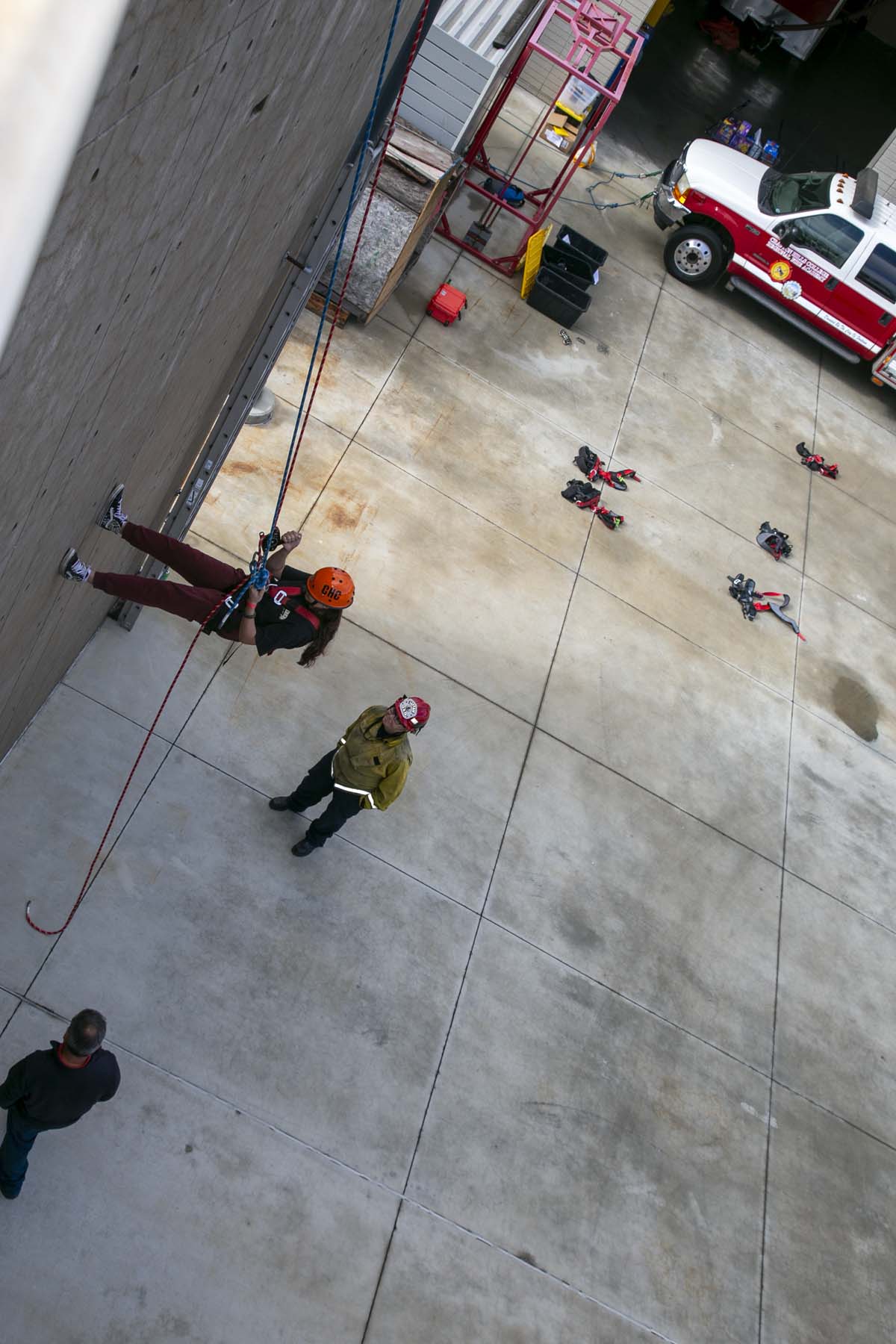 Girls attend the Empowerment Camp at Fire Academy.