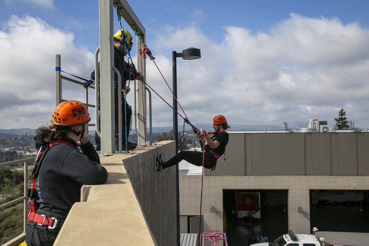 Girls attend the Empowerment Camp at Fire Academy.