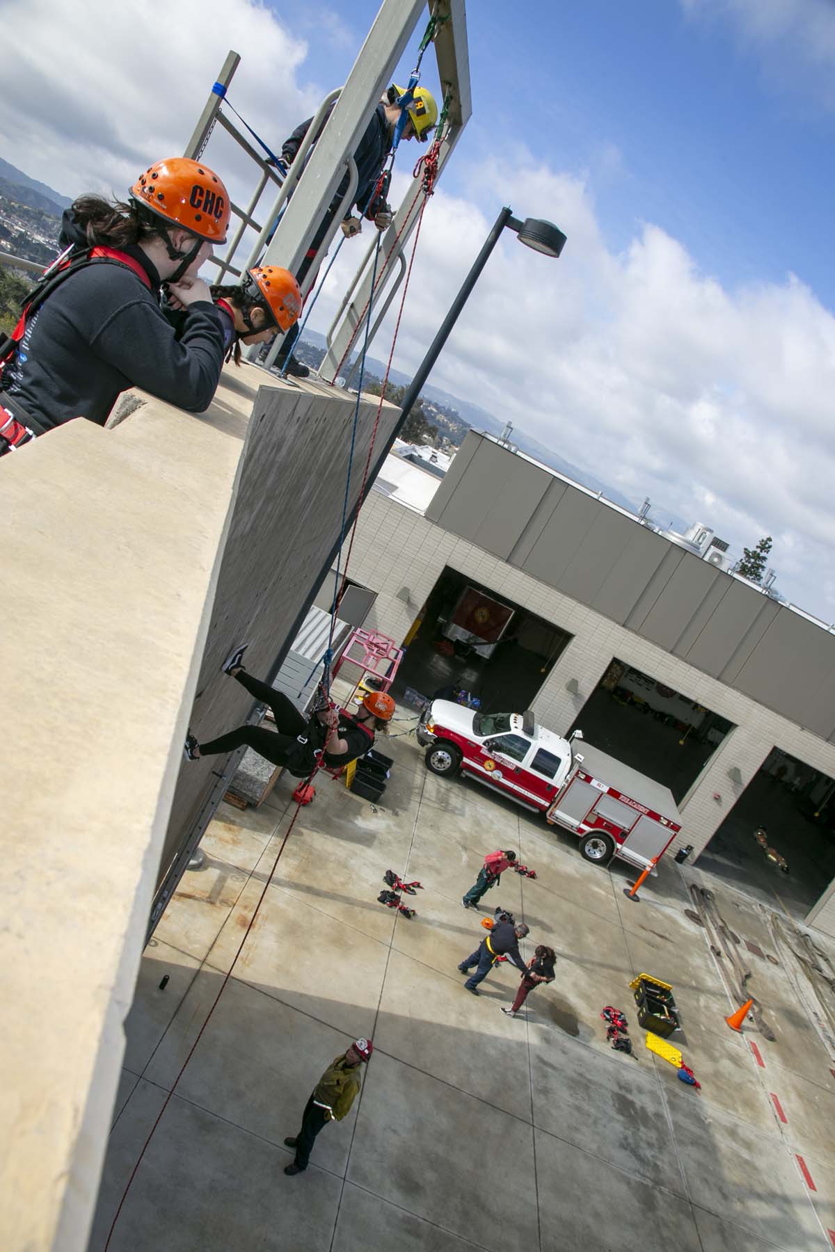Girls attend the Empowerment Camp at Fire Academy.