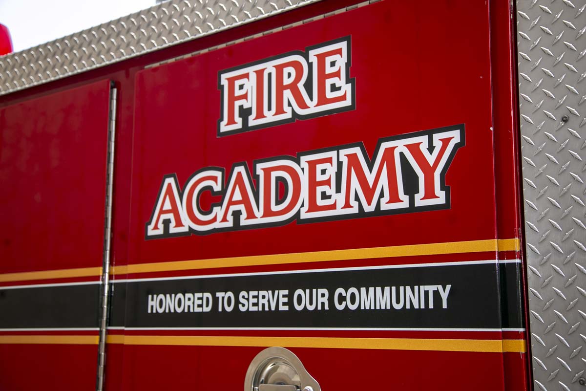 Girls attend the Empowerment Camp at Fire Academy.