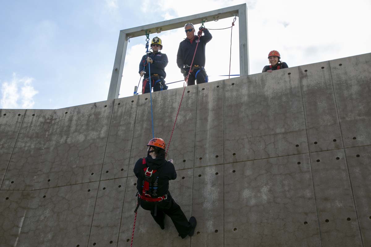 Girls attend the Empowerment Camp at Fire Academy.