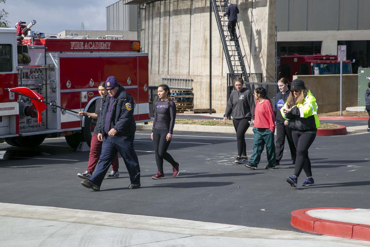 Girls attend the Empowerment Camp at Fire Academy.