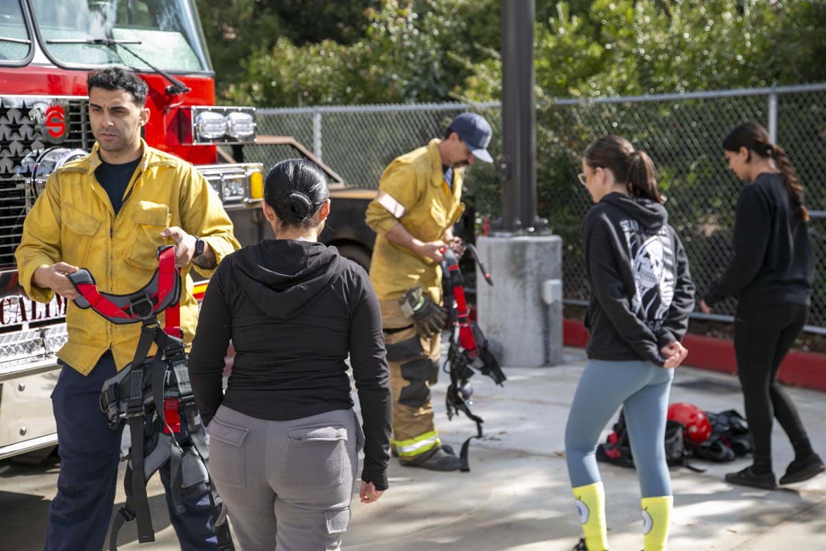 Girls attend the Empowerment Camp at Fire Academy.