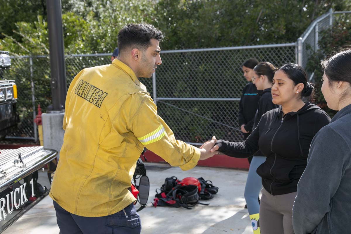 Girls attend the Empowerment Camp at Fire Academy.