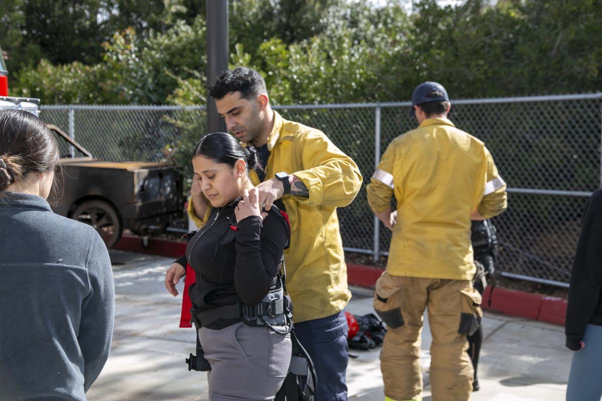 Girls attend the Empowerment Camp at Fire Academy.