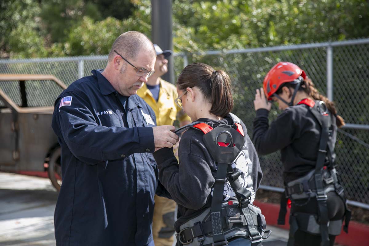 Girls attend the Empowerment Camp at Fire Academy.