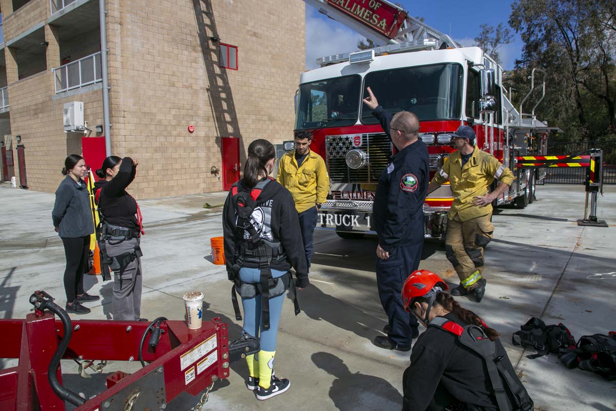 Girls attend the Empowerment Camp at Fire Academy.