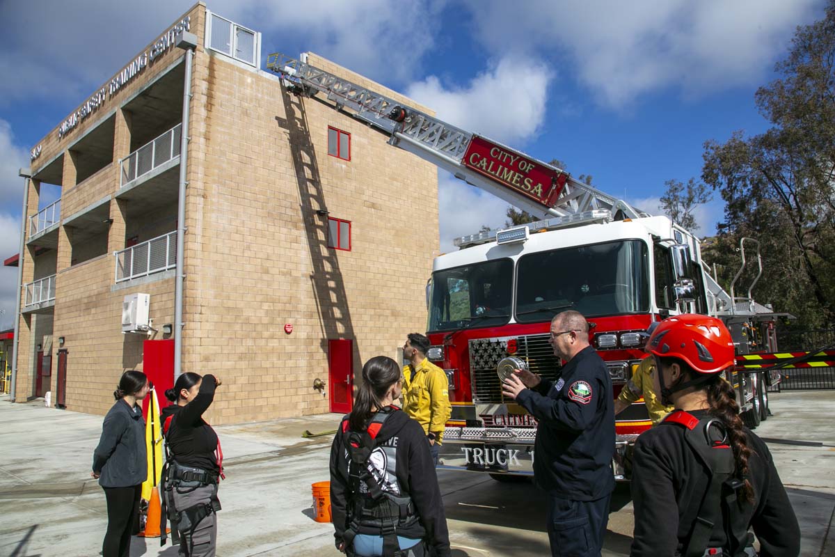 Girls attend the Empowerment Camp at Fire Academy.