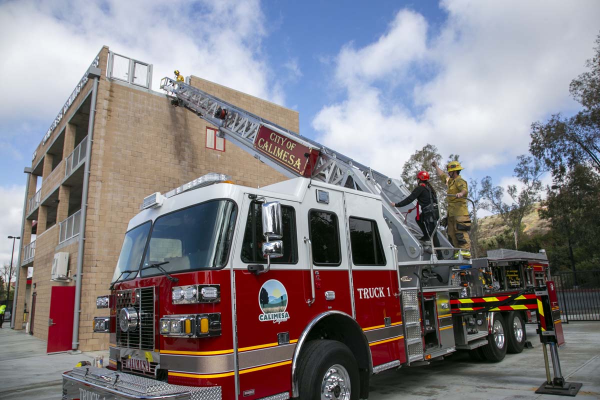 Girls attend the Empowerment Camp at Fire Academy.