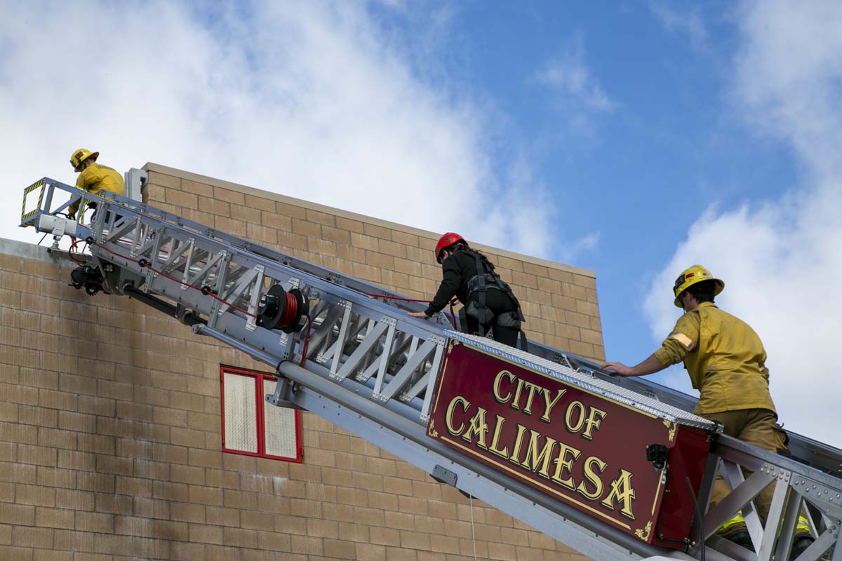 Girls attend the Empowerment Camp at Fire Academy.