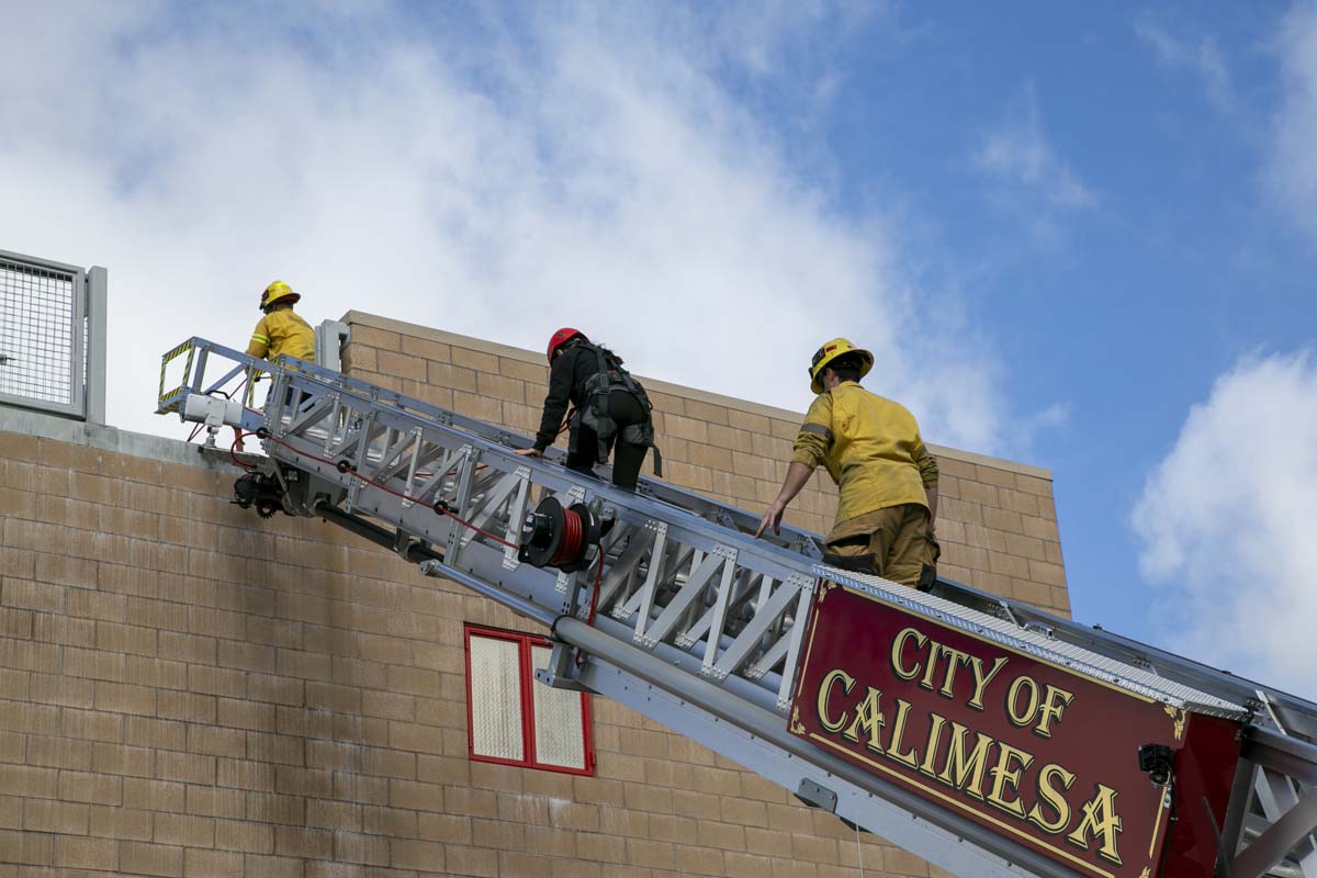 Girls attend the Empowerment Camp at Fire Academy.