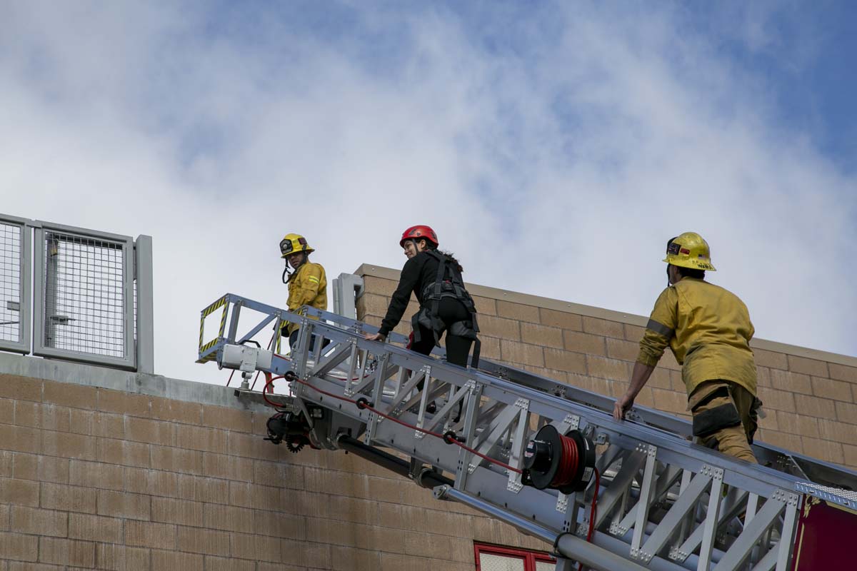Girls attend the Empowerment Camp at Fire Academy.