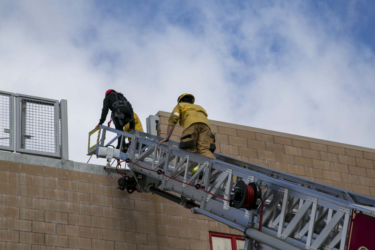 Girls attend the Empowerment Camp at Fire Academy.