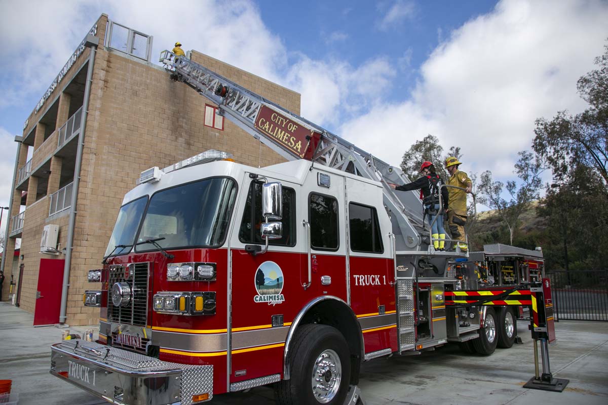 Girls attend the Empowerment Camp at Fire Academy.