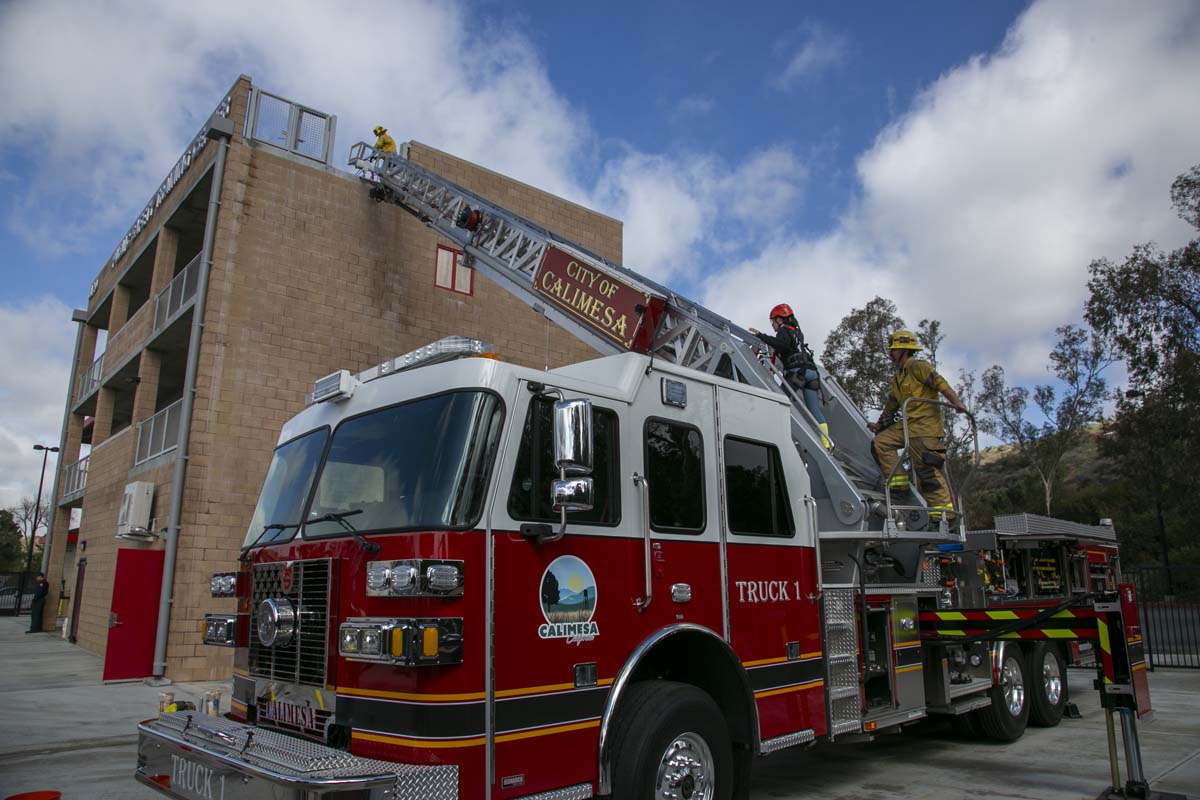 Girls attend the Empowerment Camp at Fire Academy.
