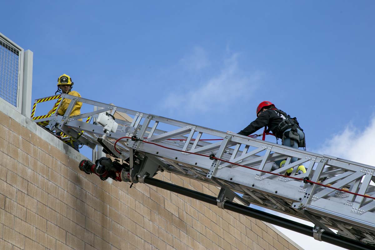 Girls attend the Empowerment Camp at Fire Academy.