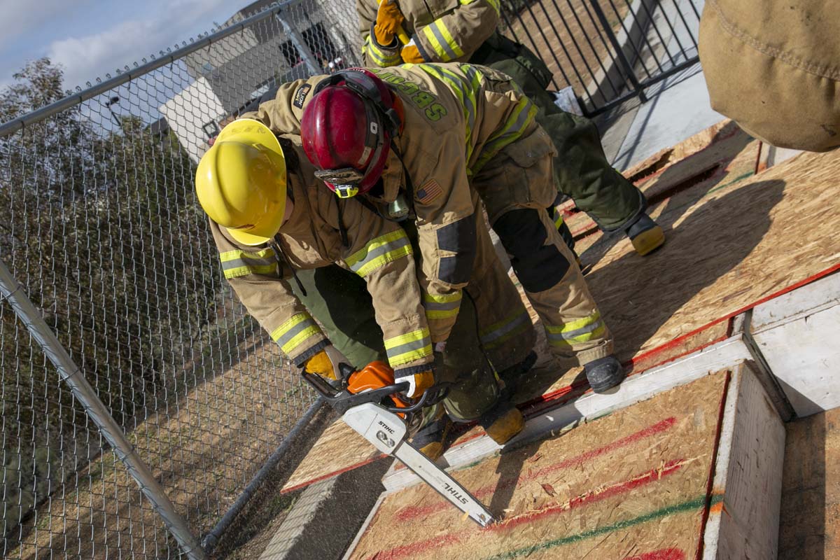 Girls attend the Empowerment Camp at Fire Academy.