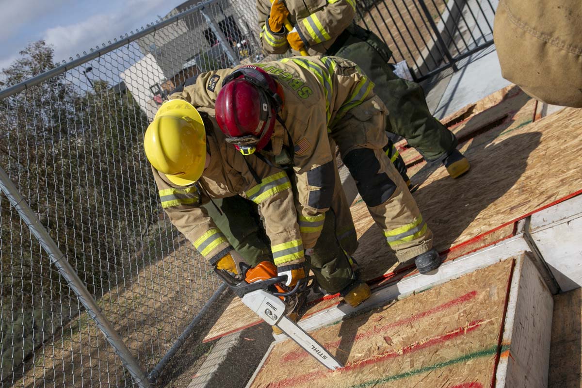 Girls attend the Empowerment Camp at Fire Academy.