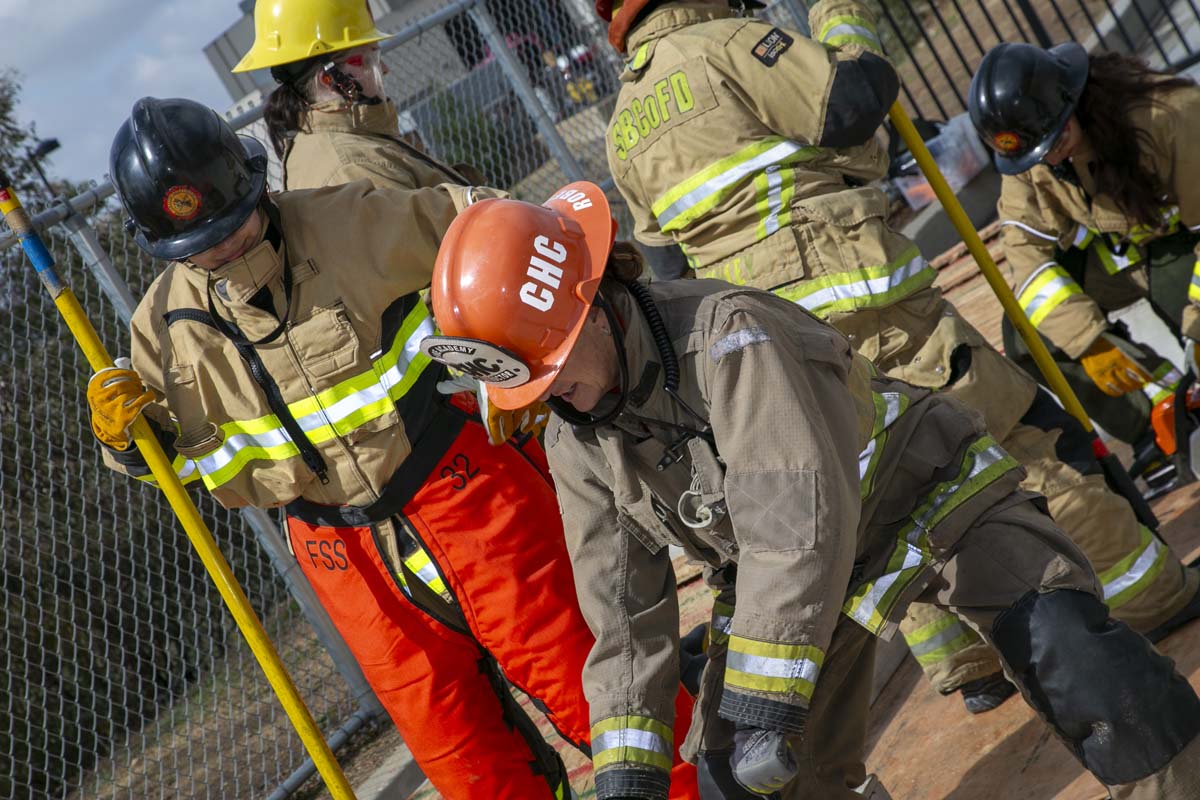 Girls attend the Empowerment Camp at Fire Academy.