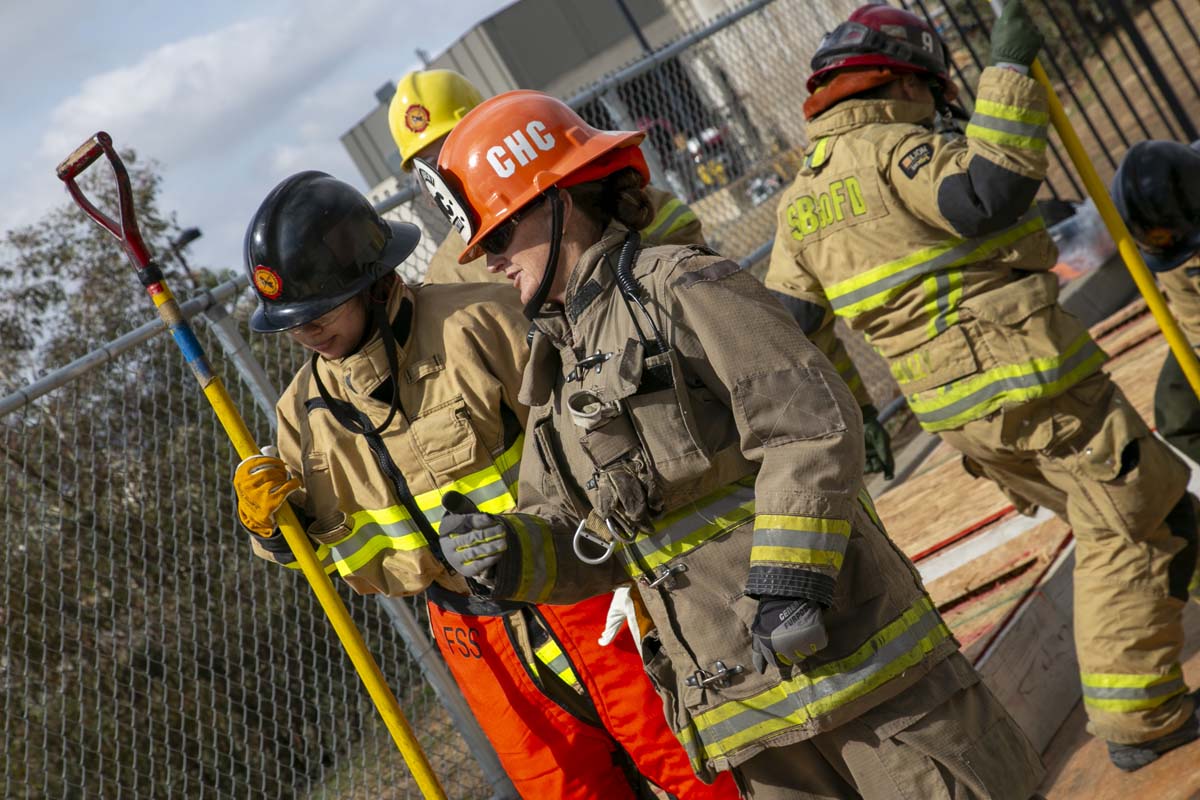 Girls attend the Empowerment Camp at Fire Academy.