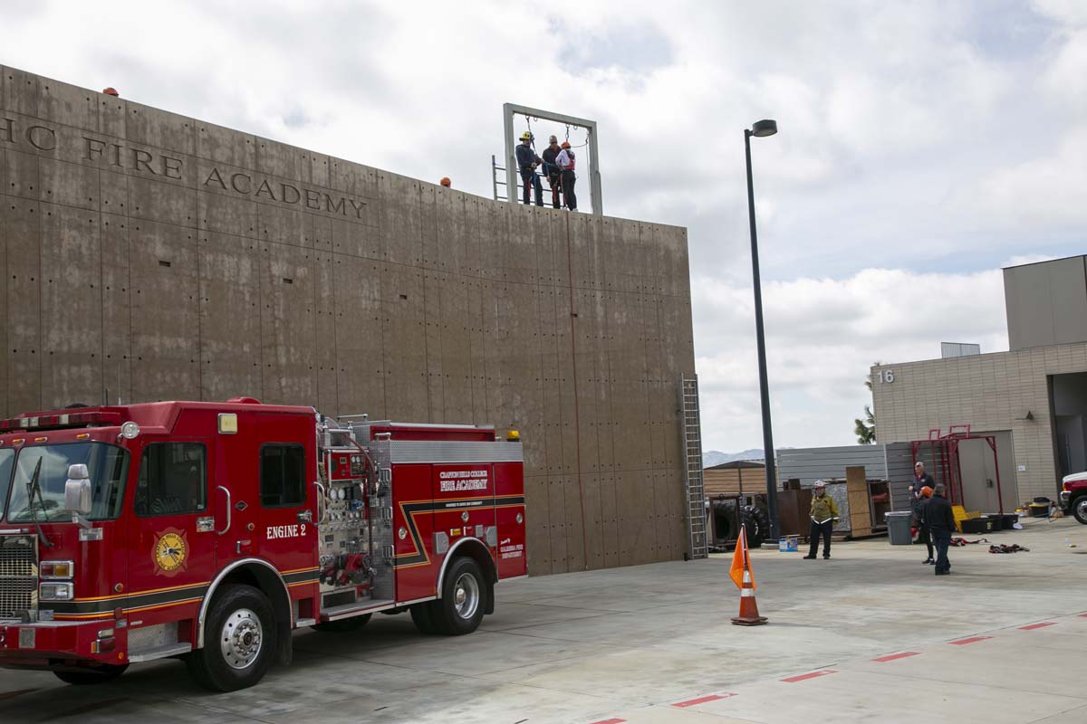 Girls attend the Empowerment Camp at Fire Academy.